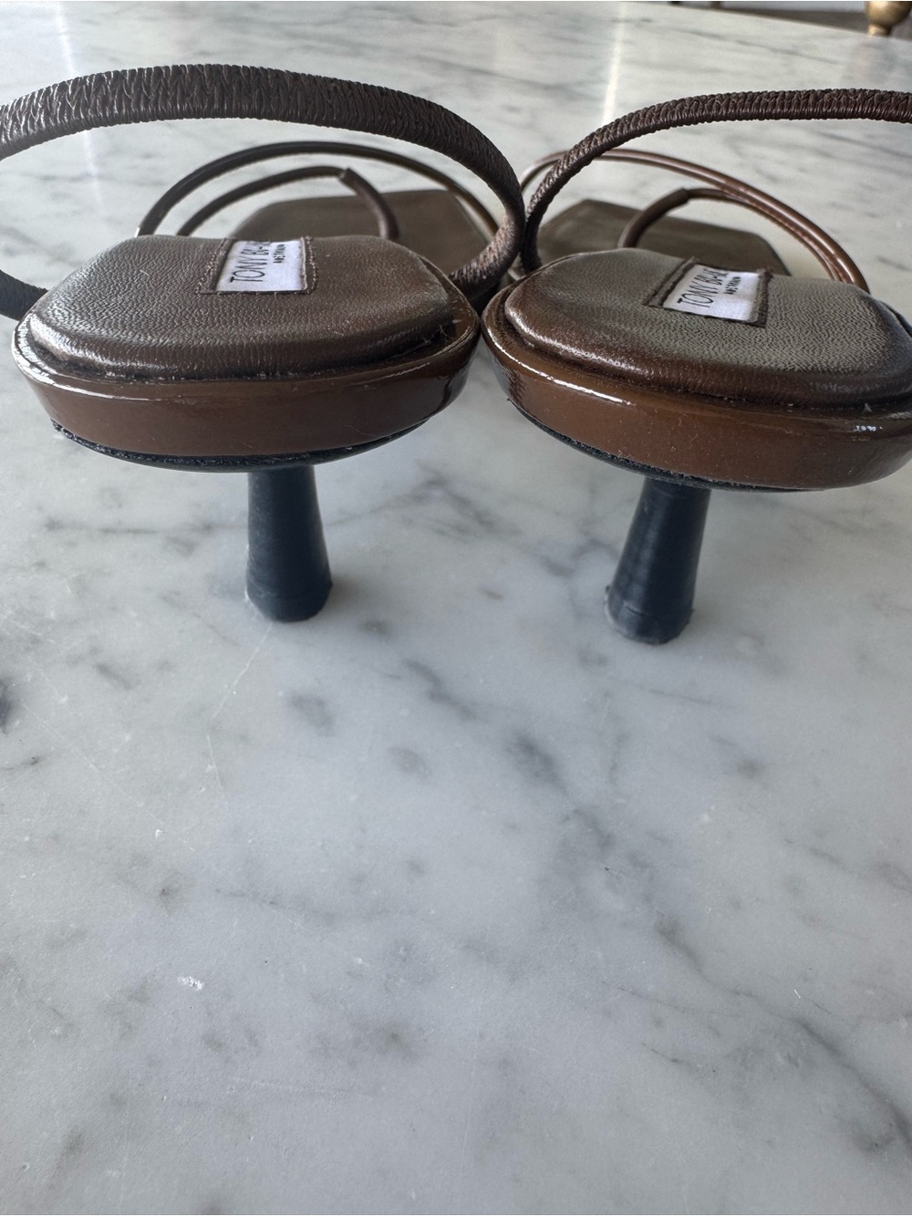 Tony Bianco Brown Strappy Toe-Loop Sandals - Picture 3 of 3